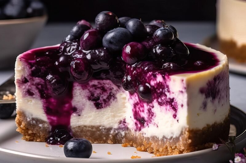 Blueberry Baked Cheesecake (Eggless)